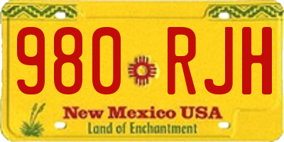 NM license plate 980RJH