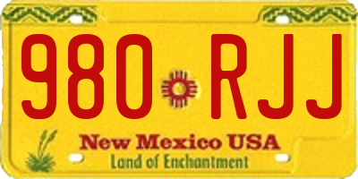 NM license plate 980RJJ