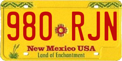 NM license plate 980RJN