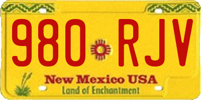 NM license plate 980RJV