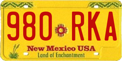NM license plate 980RKA