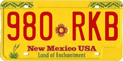 NM license plate 980RKB