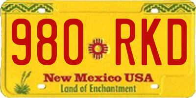 NM license plate 980RKD