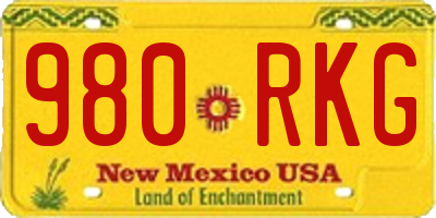 NM license plate 980RKG