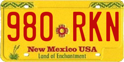 NM license plate 980RKN