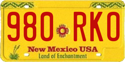NM license plate 980RKO