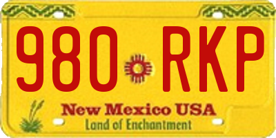 NM license plate 980RKP