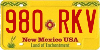 NM license plate 980RKV
