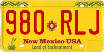 NM license plate 980RLJ