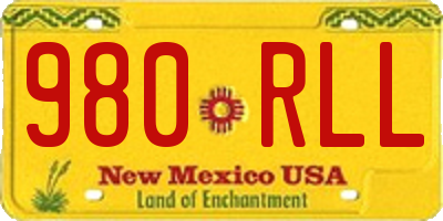 NM license plate 980RLL