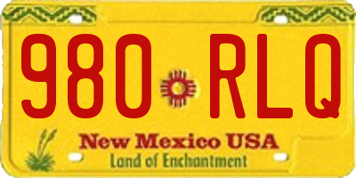 NM license plate 980RLQ
