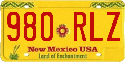 NM license plate 980RLZ
