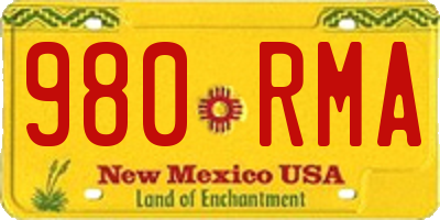 NM license plate 980RMA