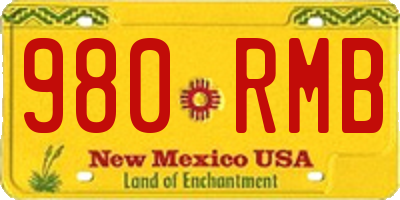 NM license plate 980RMB