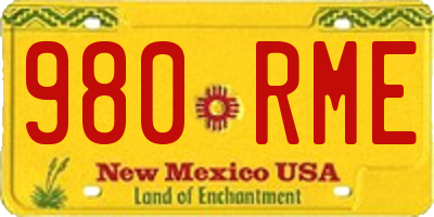 NM license plate 980RME