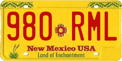 NM license plate 980RML