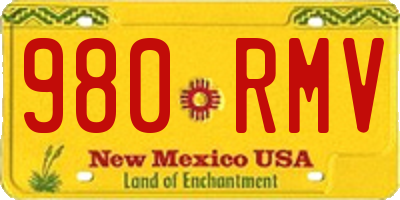 NM license plate 980RMV