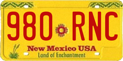 NM license plate 980RNC
