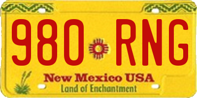 NM license plate 980RNG