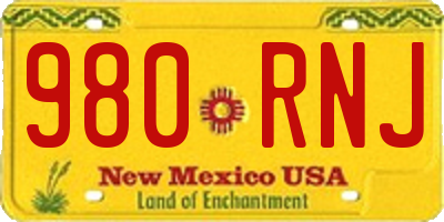 NM license plate 980RNJ