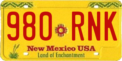 NM license plate 980RNK
