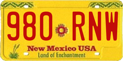 NM license plate 980RNW