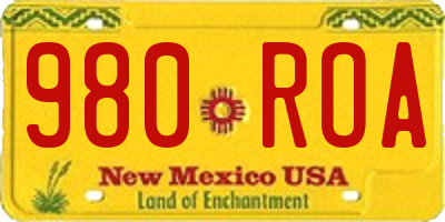 NM license plate 980ROA