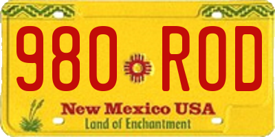 NM license plate 980ROD