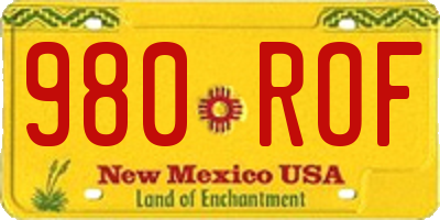 NM license plate 980ROF