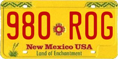 NM license plate 980ROG