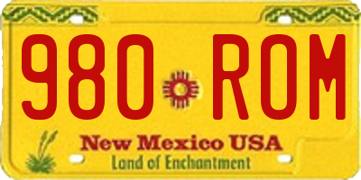 NM license plate 980ROM
