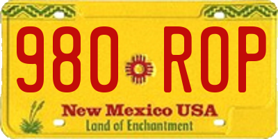 NM license plate 980ROP