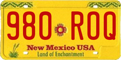 NM license plate 980ROQ