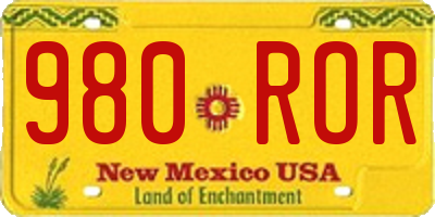NM license plate 980ROR