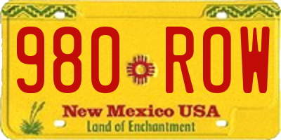 NM license plate 980ROW