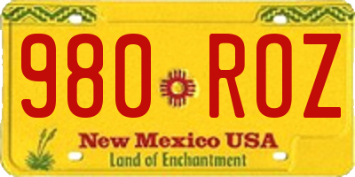 NM license plate 980ROZ