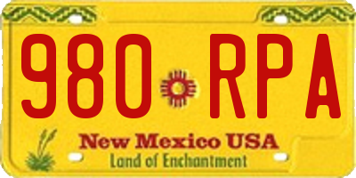 NM license plate 980RPA