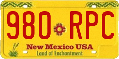 NM license plate 980RPC