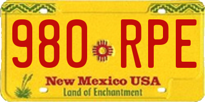 NM license plate 980RPE