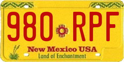 NM license plate 980RPF