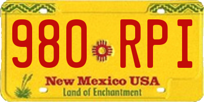 NM license plate 980RPI