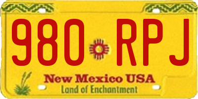 NM license plate 980RPJ