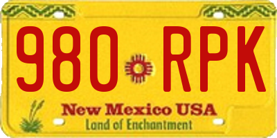 NM license plate 980RPK