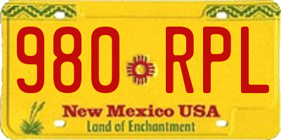 NM license plate 980RPL