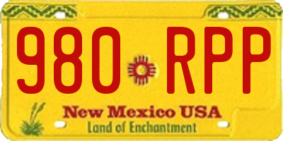NM license plate 980RPP