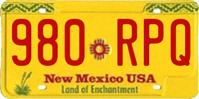 NM license plate 980RPQ