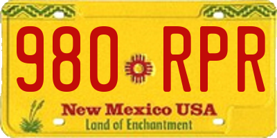 NM license plate 980RPR