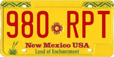 NM license plate 980RPT