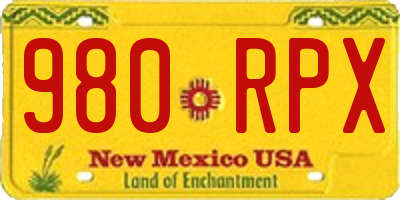 NM license plate 980RPX