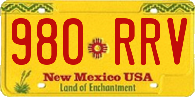 NM license plate 980RRV